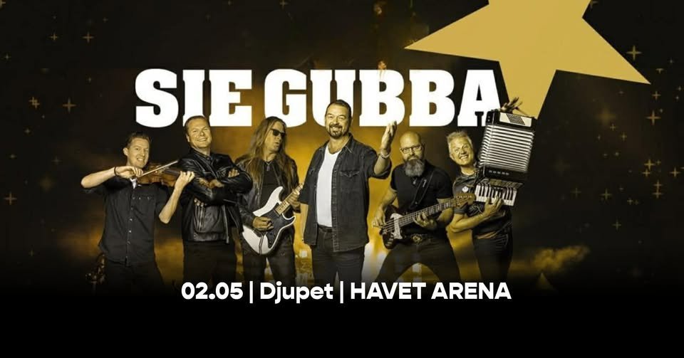 May be an image of ‎trumpet and ‎text that says '‎SIEGUBBA BBA SIE ار 02.05| 02.05/Djupet|HAVETARENA I Djupet HAVET HAVETARENA ARENA‎'‎‎
