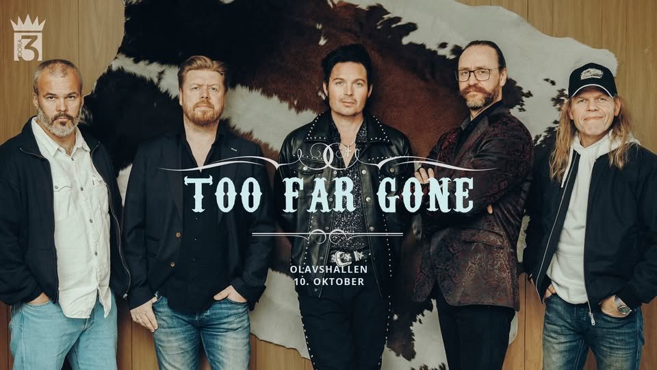 May be an image of guitar and text that says "w FDA 3 TOOFAR-GONE GONE TOO FAR 餐 OL'AVSHALLEN 1ό. .OKTOBER"