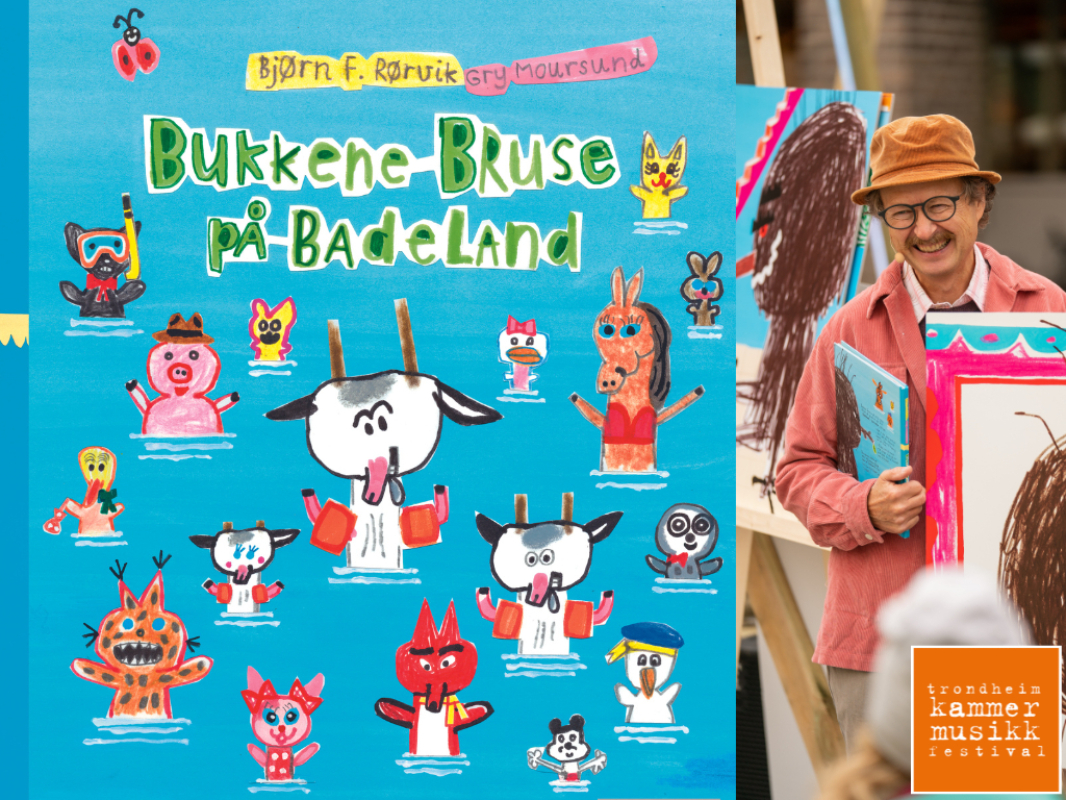 Bilde av omslaget til Bukkene Bruse på Badeland og forfatter Bjørn Rørvik