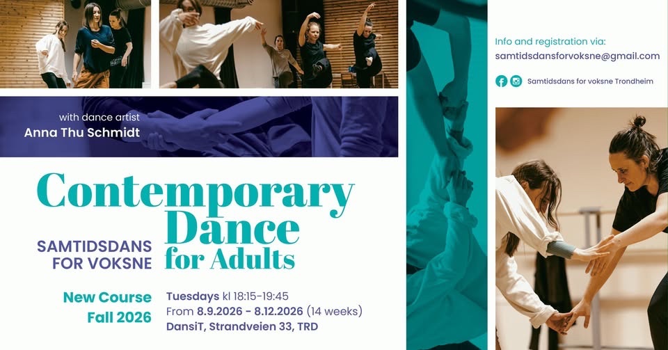 Poster of the event with images of dancing people and the title that says contemporary dance for adults
