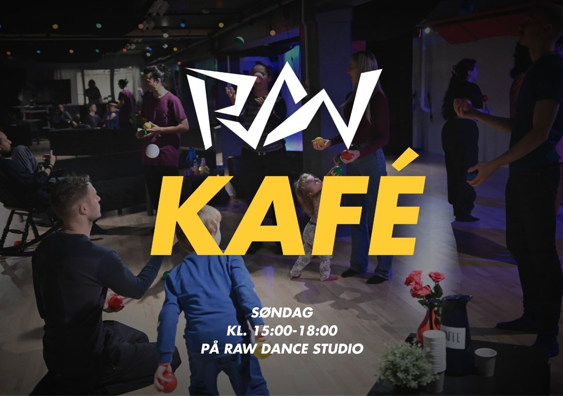 May be an image of one or more people and text that says "RA KAFÉ S SONDAG KL. 15：00-18:00 15：00- 8:00 PA RAW DANCE PÄRAWDANCESTUDIO STUDIO"