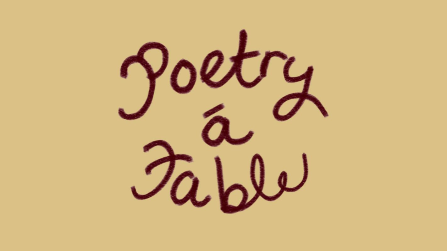 May be a doodle of text that says 'Poetry á Fable ble'