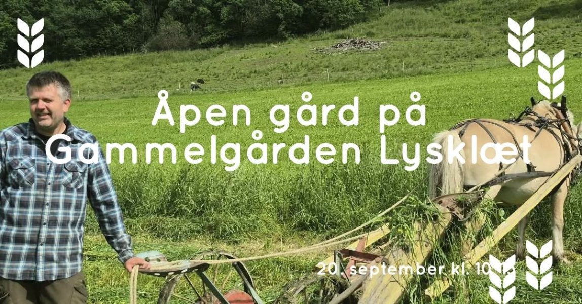 May be an image of text that says 'Apen gård pả Gammelgarden Lyskloe loet O.september.kl erkl'