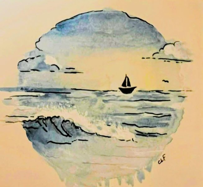 May be art of sail, boat and water