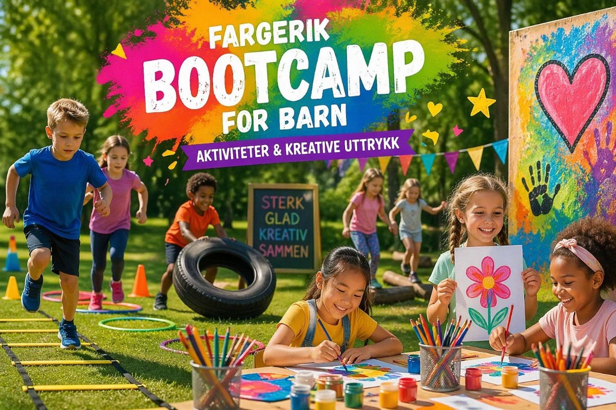 May be an image of text that says 'チイシスロ FARGERIK BOOTCAMP FOR BARN AKTIVITETER & KREATIVE UTTRYKK yaa'