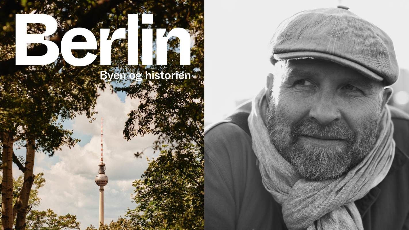 May be an image of 1 person, the Brandenburg Gate and text that says 'Berlin Byenog historién'