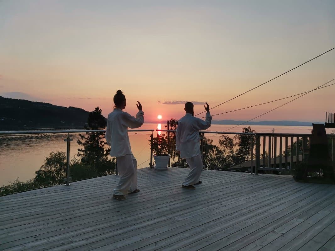 May be an image of one or more people, people performing martial arts and twilight
