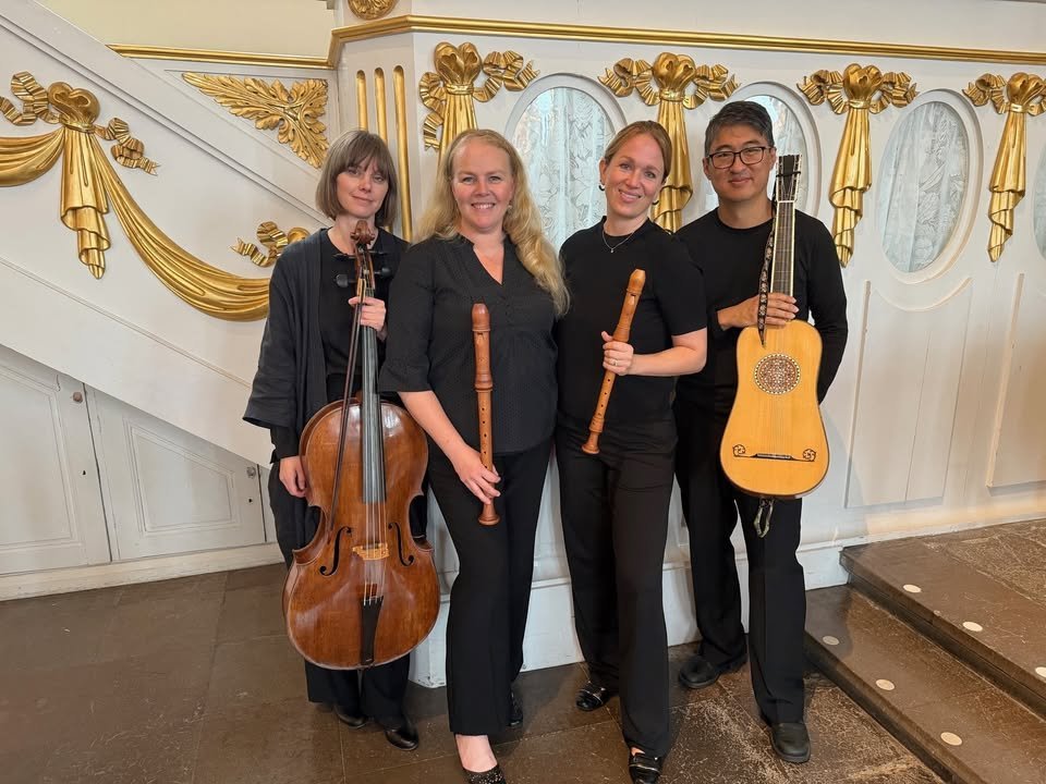 An image of string instruments and musicians