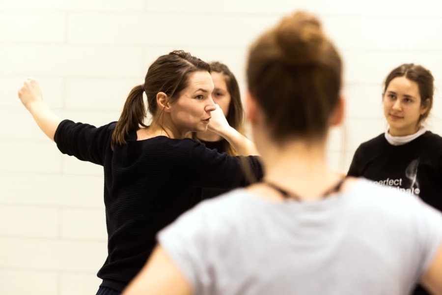 Someone demonstration a dance movement