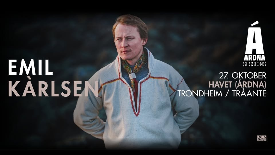 May be an image of one or more people and text that says 'EMIL KARLSEN Á ARDNA SESSIONS 27. OKTOBER HAVET (ARDNA) TRONDHEIM TRONDHEIM/TRẢANTE / TRAANTE PAPS SCORPIO'