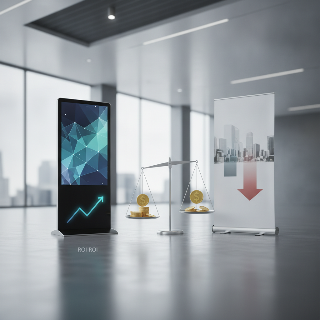 Digital Standee vs Traditional Roll-Up Banners: Cost and ROI Comparison