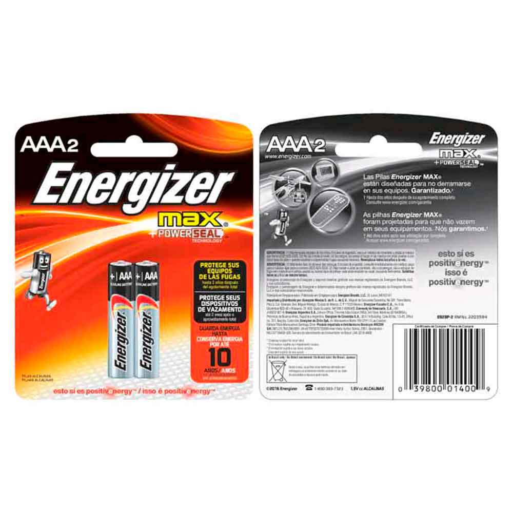 Pila Energizer Max AAA Tarjeta x 2 Un