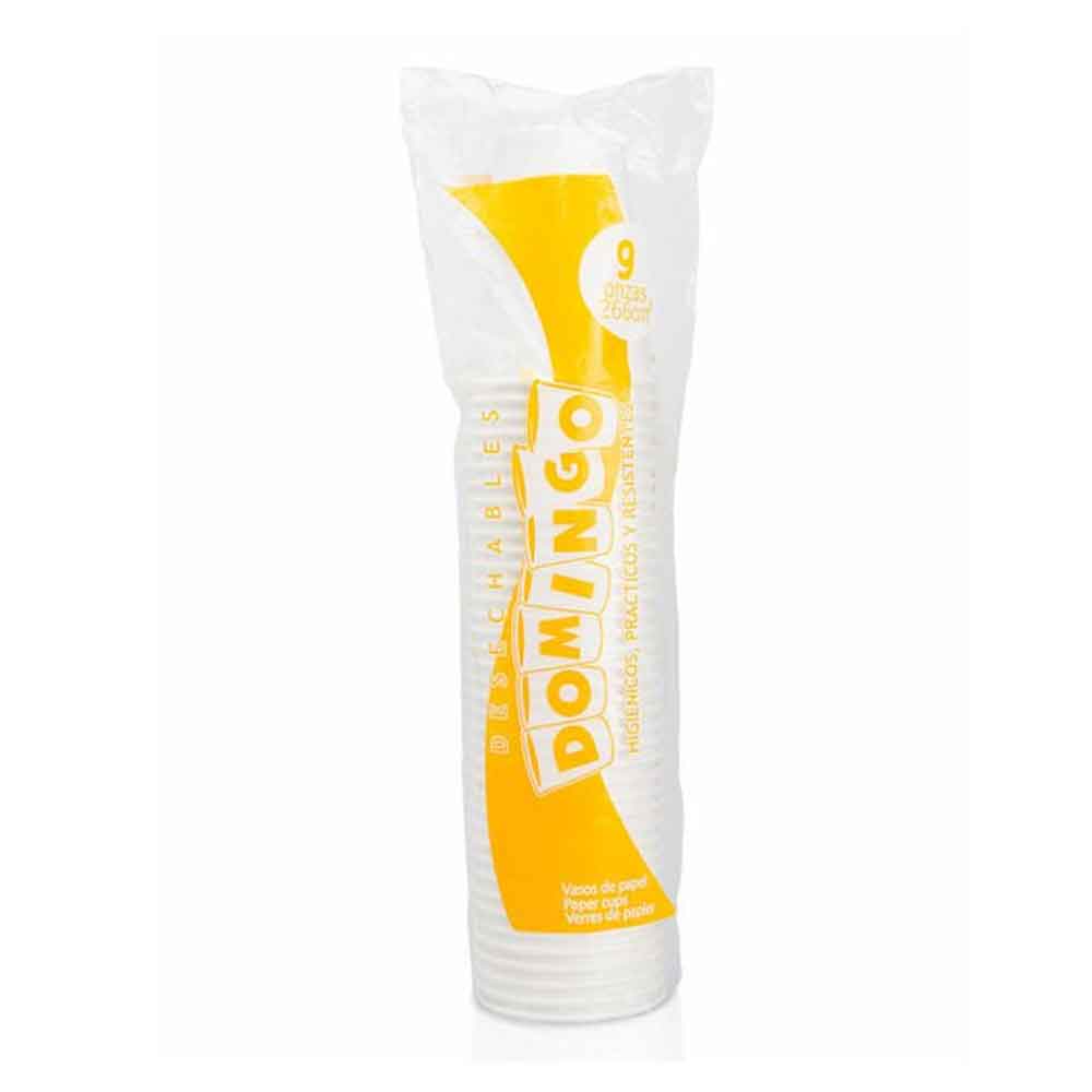 Vaso Domingo Cartón Blanco 9 oz Paquete x 20 Unds