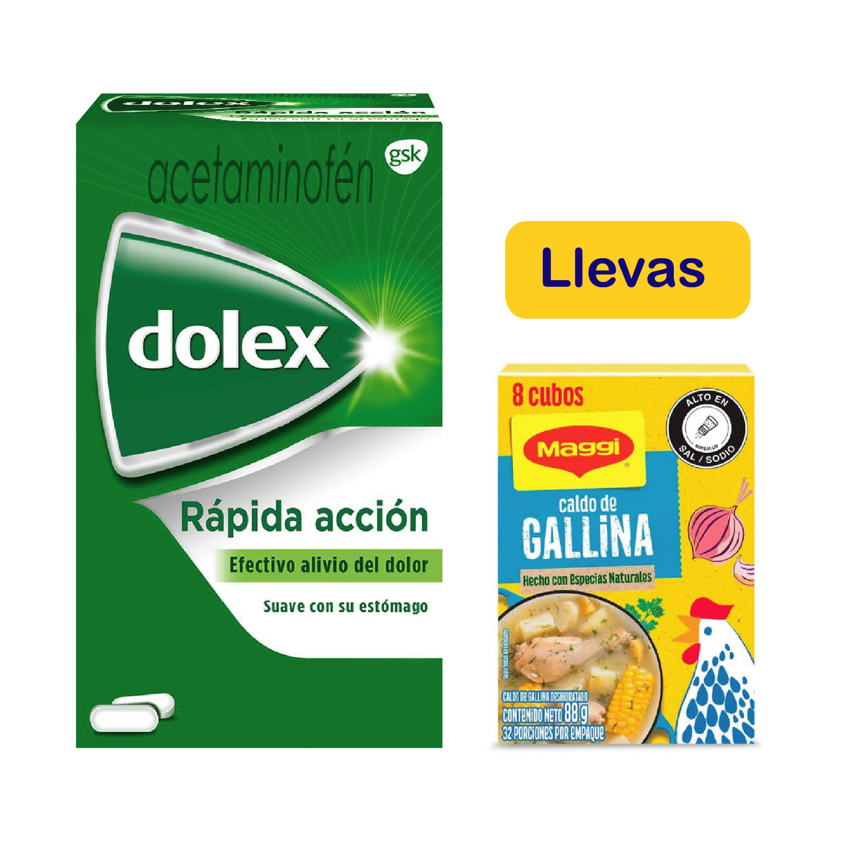 Dolex Adulto x 50 CAPS Gratis 1 DSP Maggi x 8 Cubos