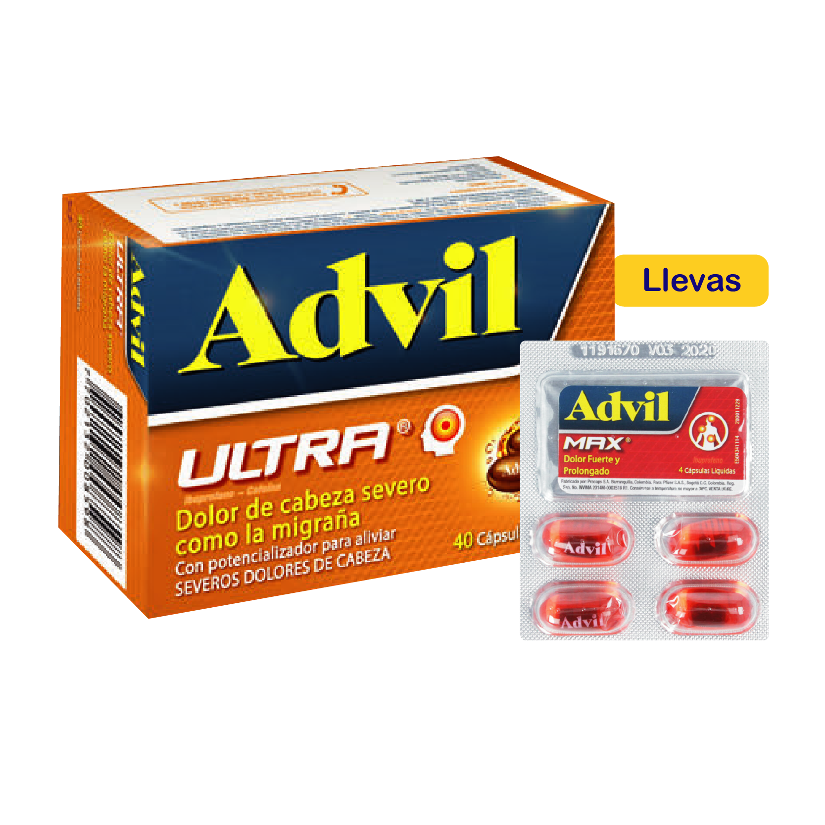 Advil Ultra x 40 Un Gratis Advil Max x 4 Un