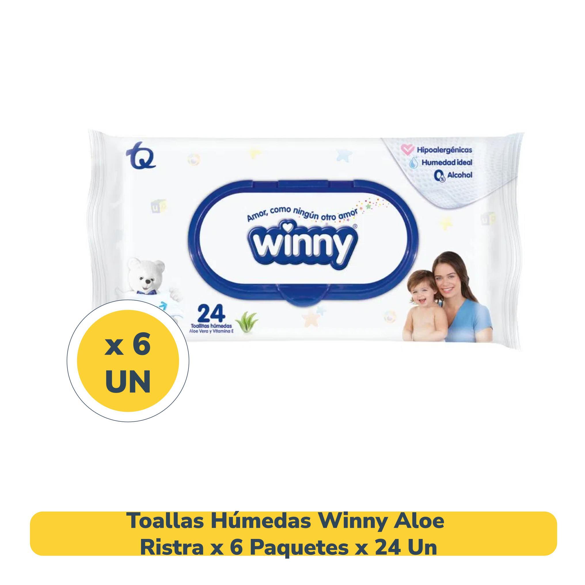 Toallas Húmedas Winny Aloe Ristra x 24 Paquetes x 6 Unds