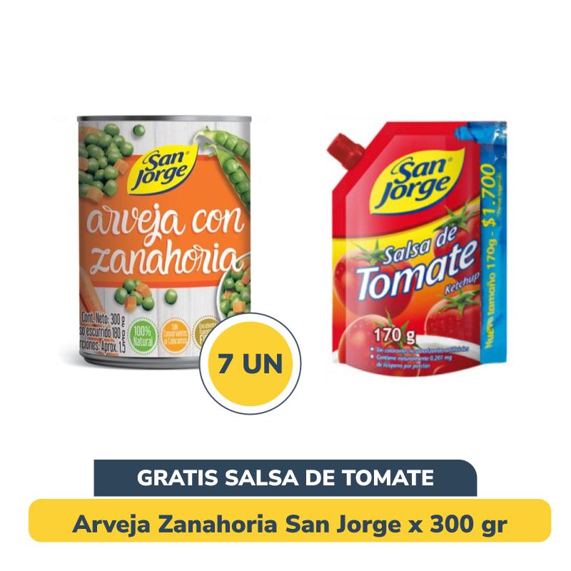 Lleve 7 Un Arveja Zanahoria San Jorge x 300 gr. Gratis Salsa de Tomate San Jorge x 170 gr.