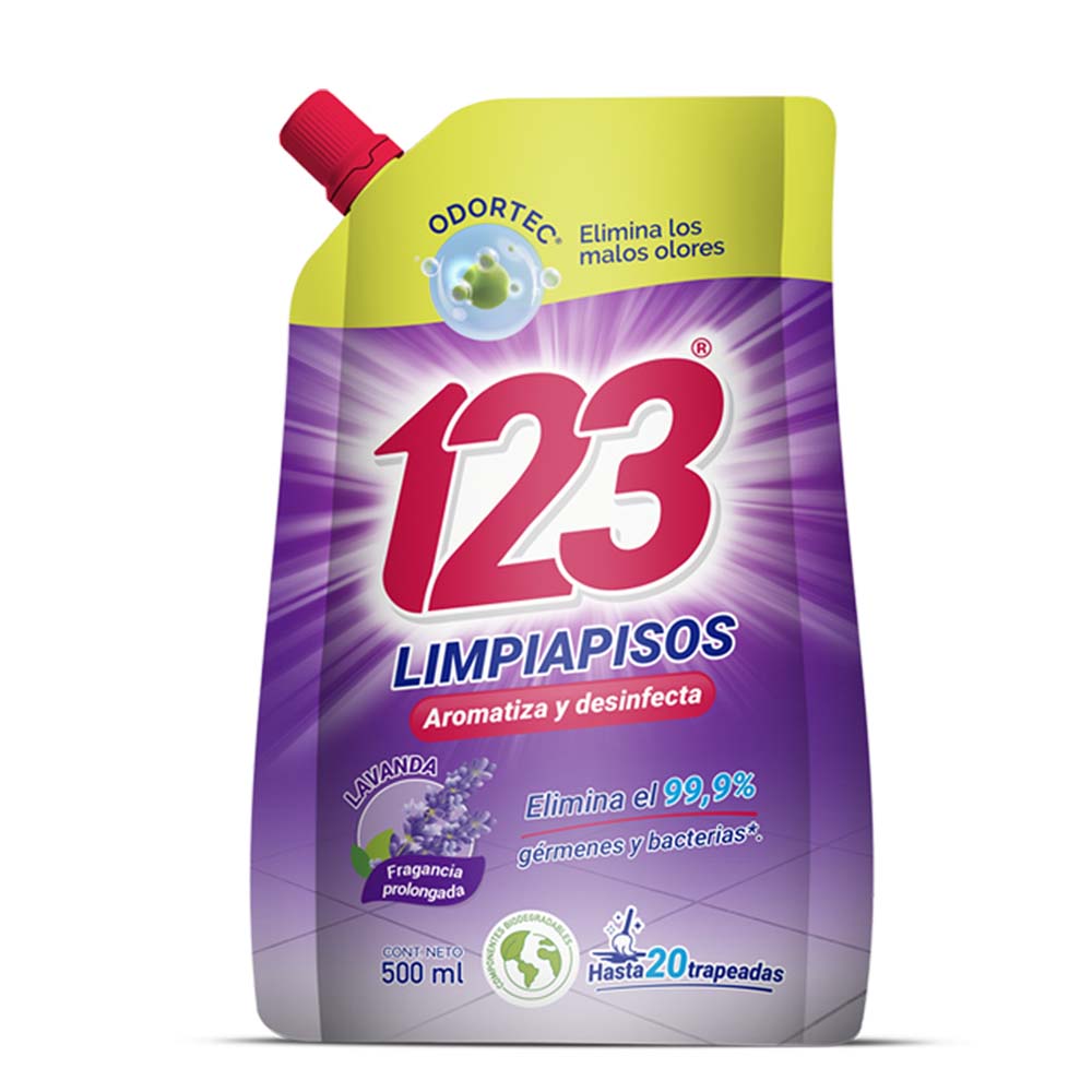 Limpiador Pisos 123 Lavanda Doypack x 500 ml