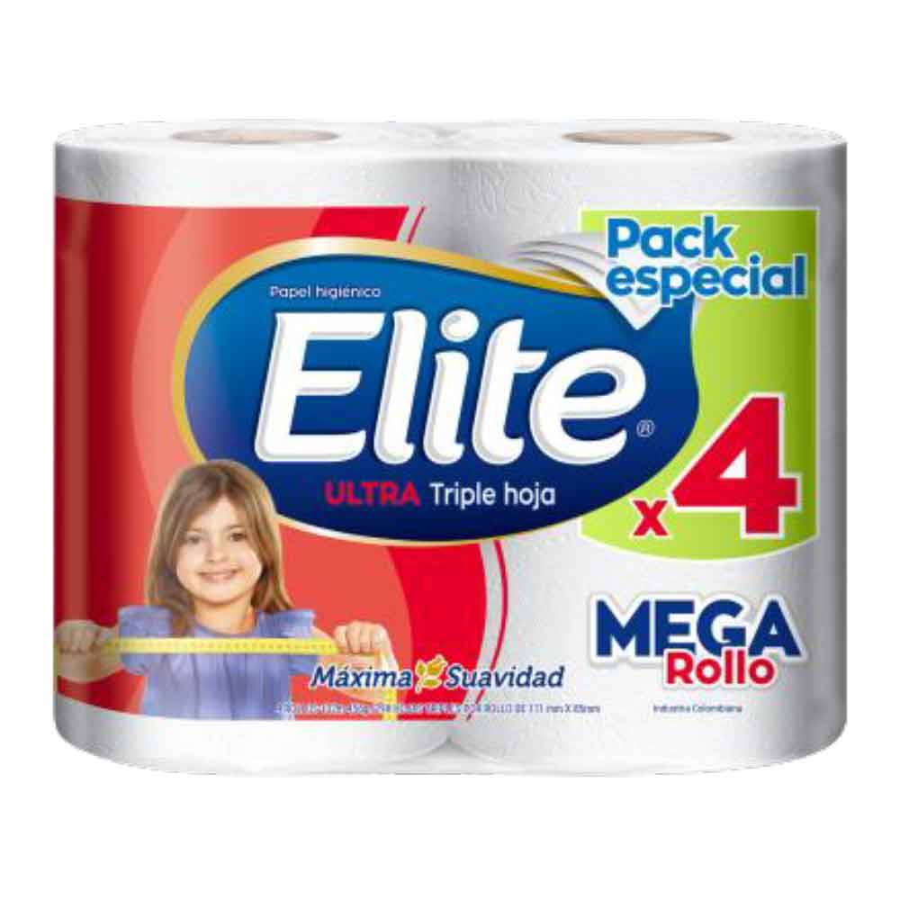 Papel Higienico Elite Ultra Triple Hoja Paquete x 4 Rollos