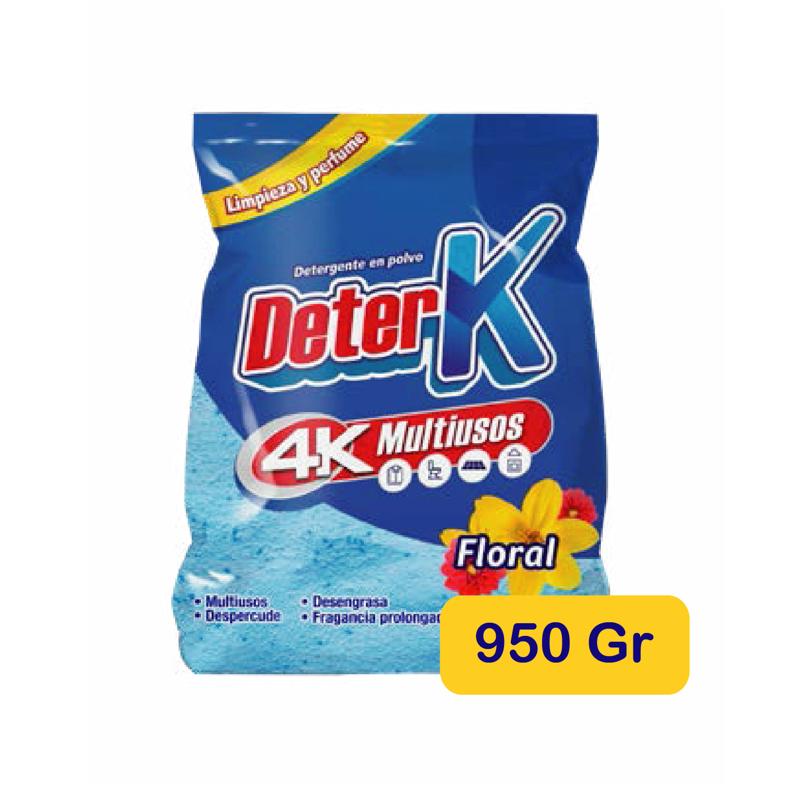 Detergente En Polvo Deterk 4K Floral X 950 Gr