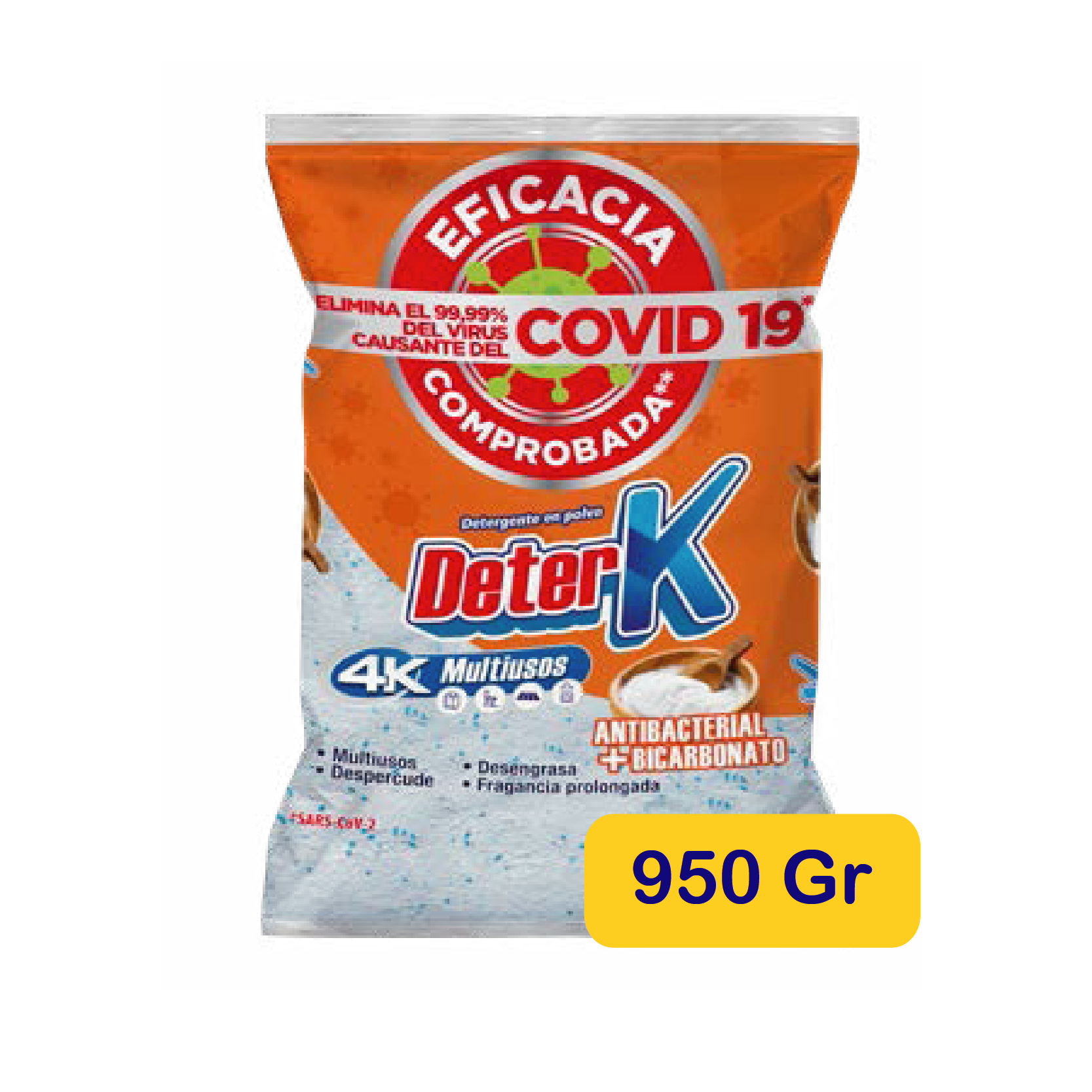 Detergente En Polvo Deterk 4K Antibacterial X 950 Gr