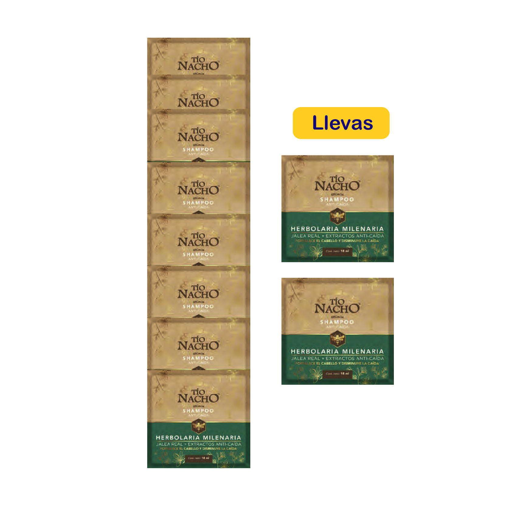 Shampoo Tio Nacho Herbolaria 10 Sachets X 18 Ml