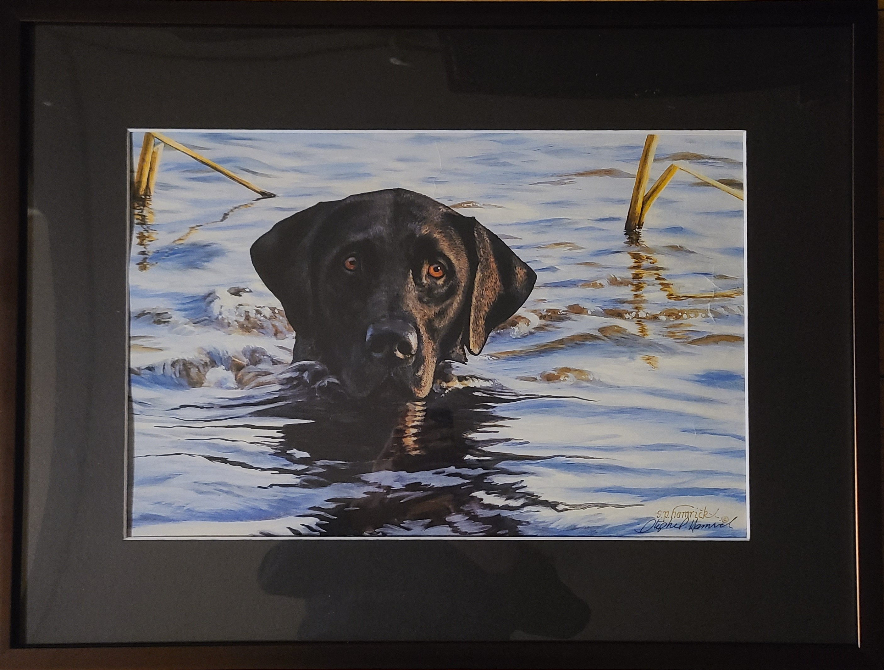 "Basic Instincts" Black Lab Retriever Hunting Print signed by Stephen P. Hamrick