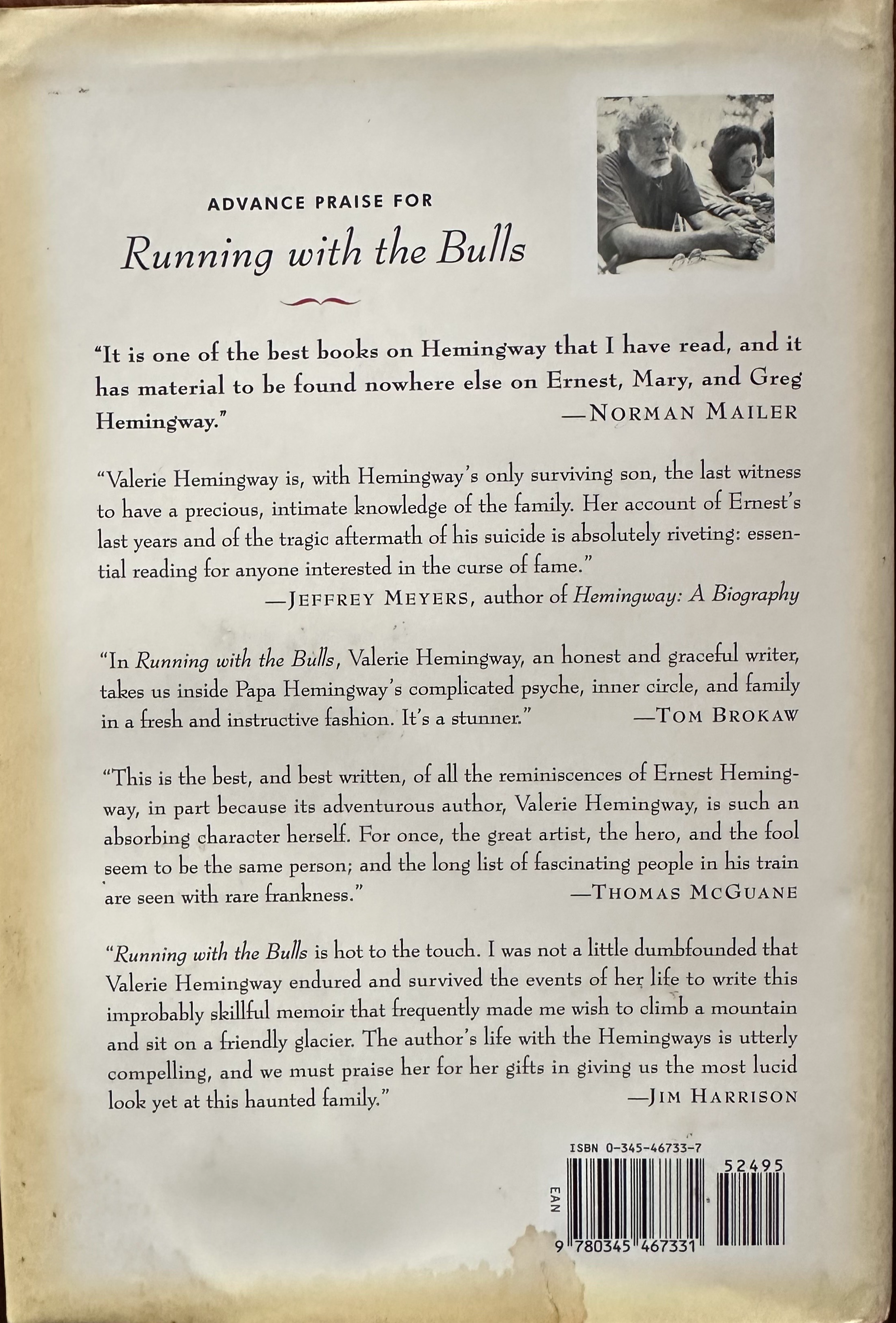 "Running with the Bulls" - My Years with the HEMINGWAYS by Valeries Hemingway HC/DJ 1st Edition 2004 thumbnail 4