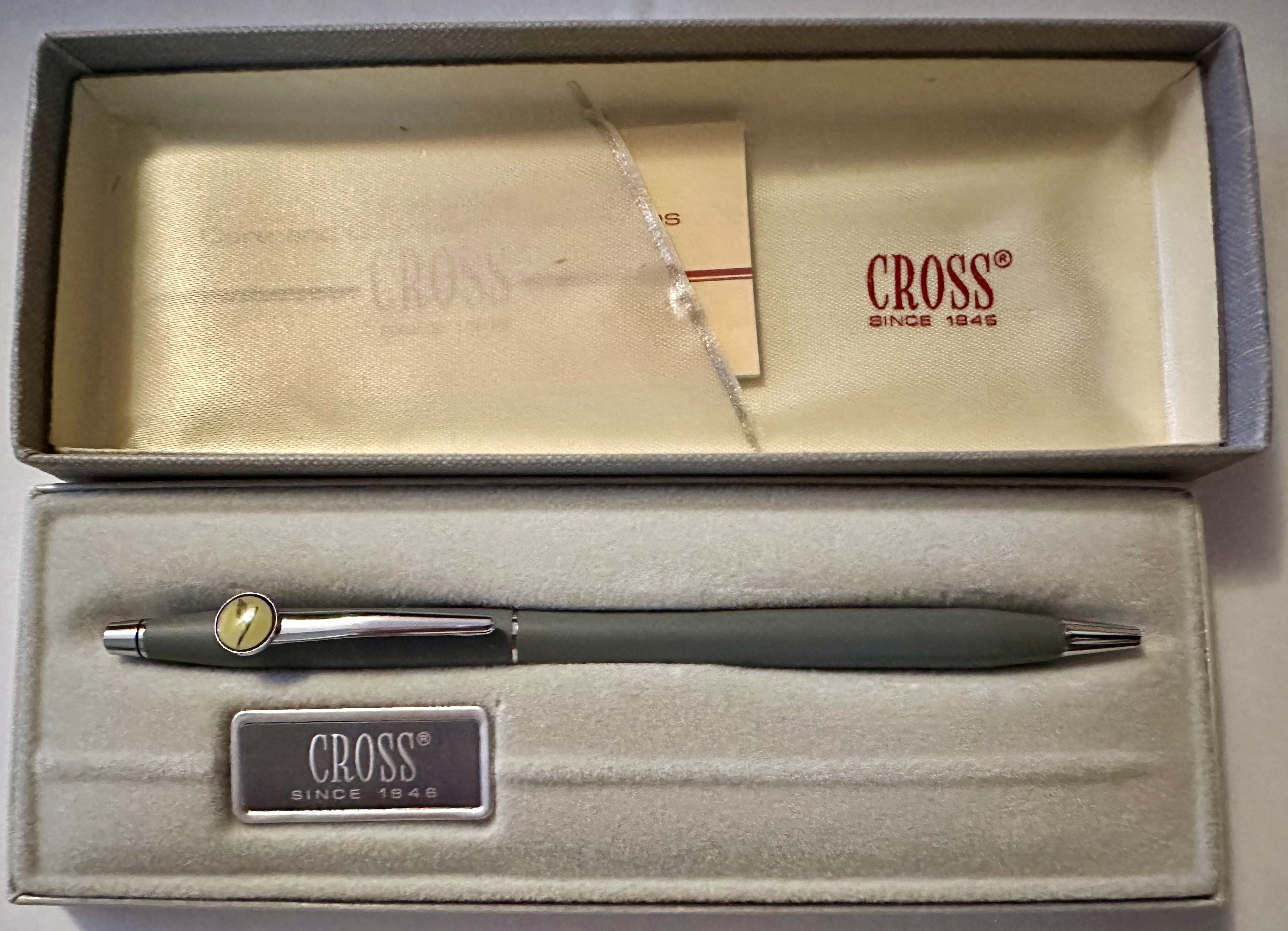 Vintage CROSS Ballpoint Pen - Matte Grey #2102 Lufthansa Airlines - Classic Chrome Plated Memorabilia