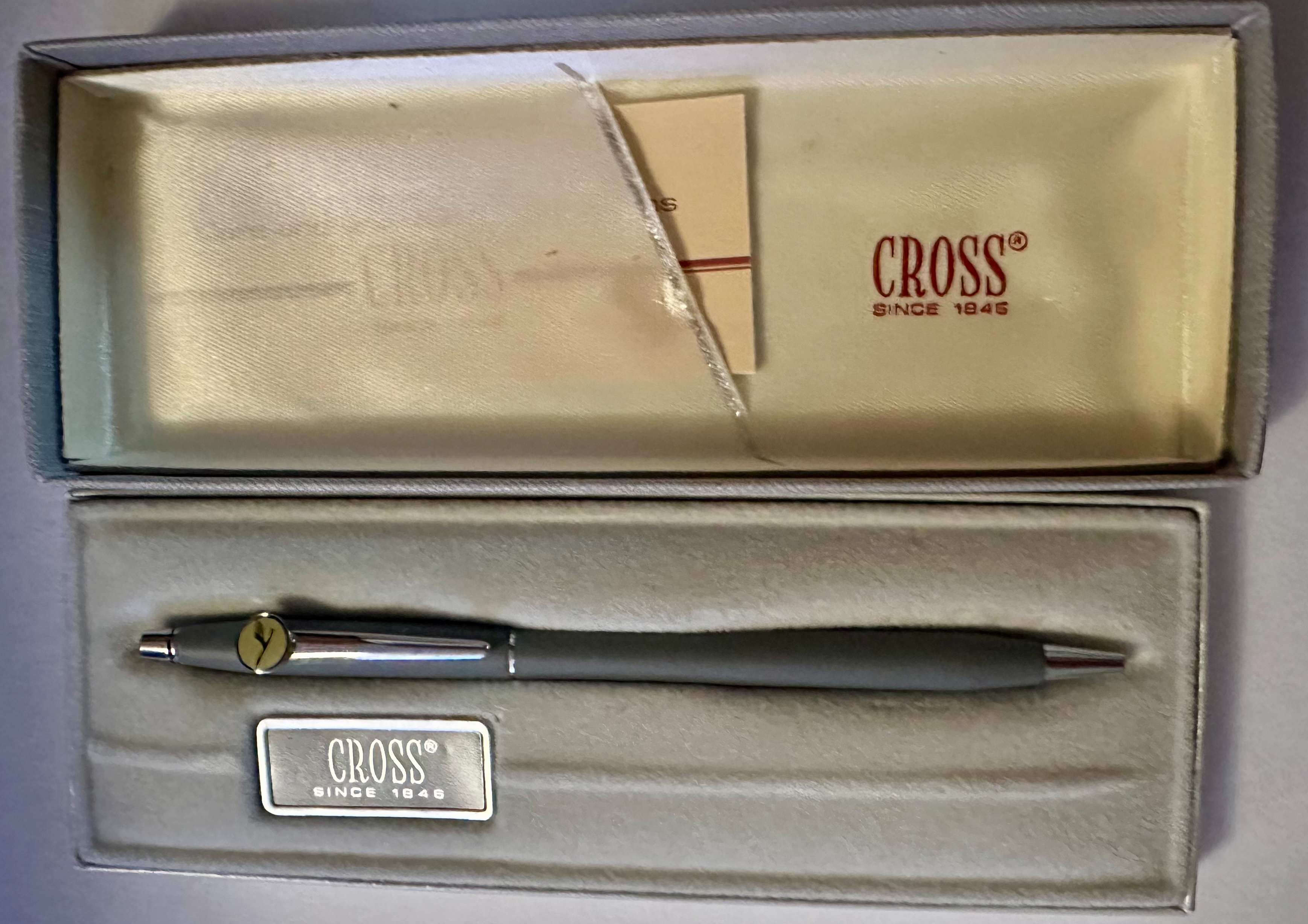 Vintage CROSS Ballpoint Pen - Matte Grey #2102 Lufthansa Airlines - Classic Chrome Plated Memorabilia thumbnail 4