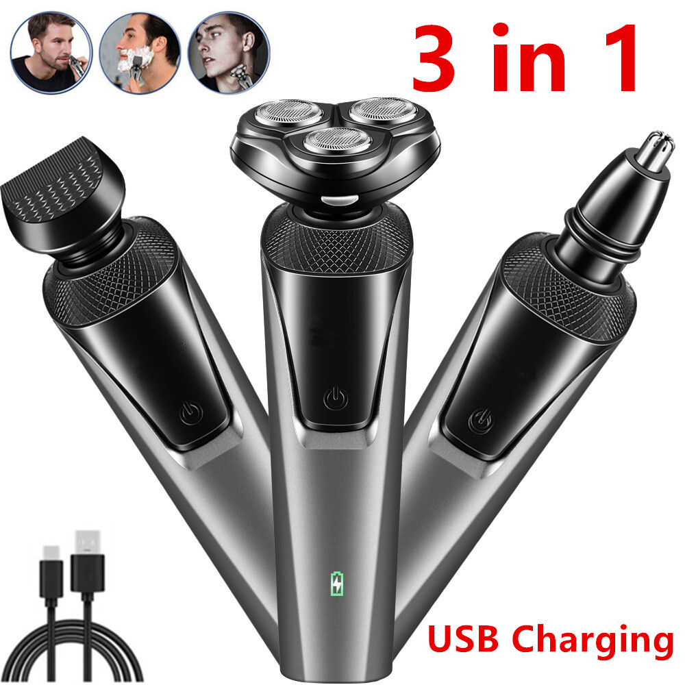 Electric Shaver Mens Razor Rotary Waterproof Pop-Up Beard Trimmer Wet Dry Cordless Nose Hair Clipper Barber Shaving Machine