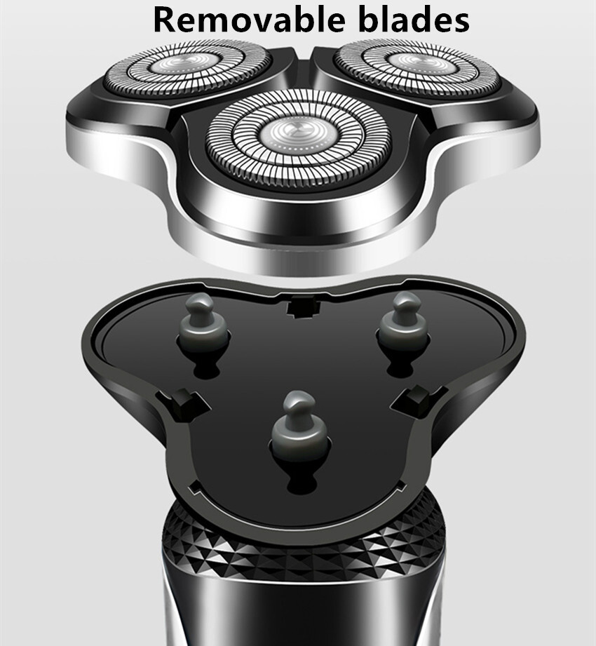 Electric Shaver Mens Razor Rotary Waterproof Pop-Up Beard Trimmer Wet Dry Cordless Nose Hair Clipper Barber Shaving Machine — view 2