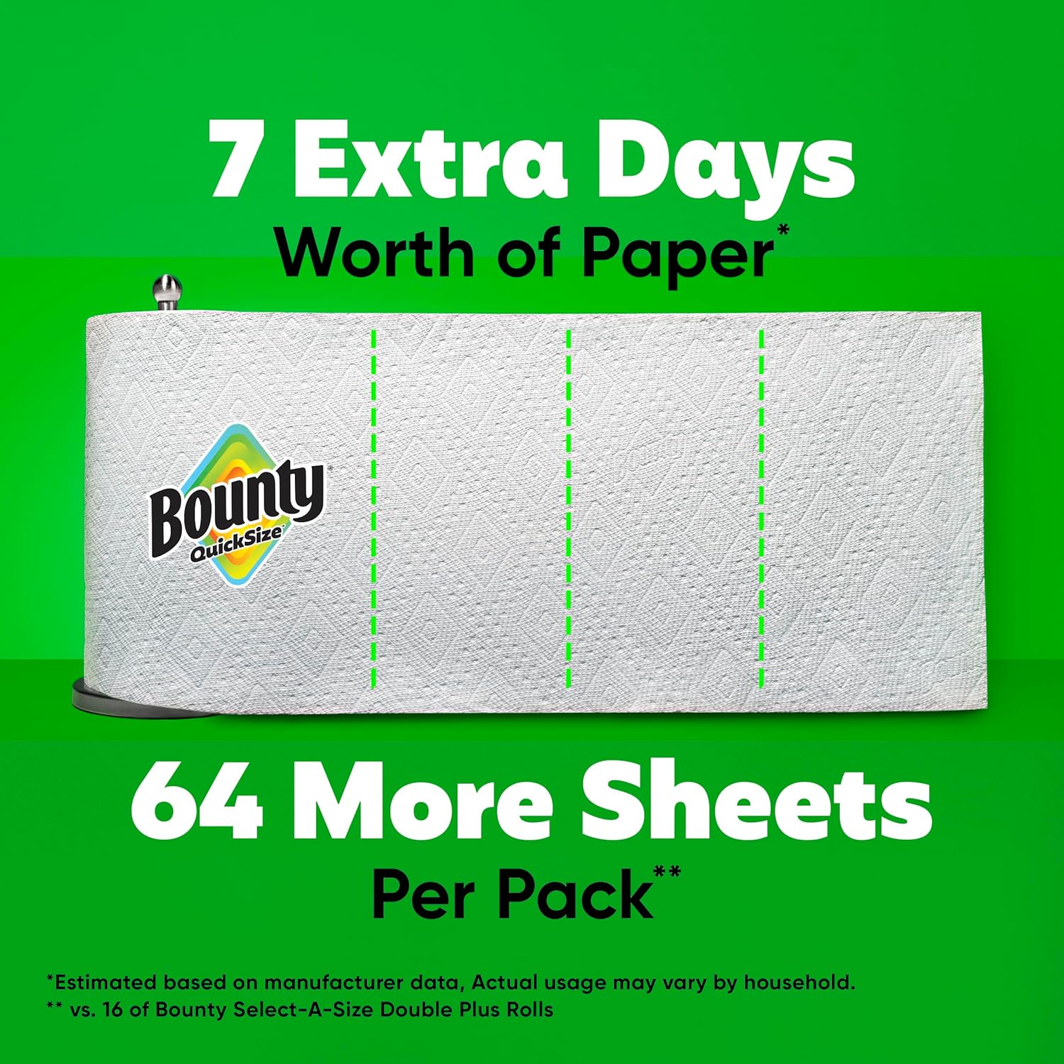 Bounty Quick Size Paper Towels, White, 16 Family Rolls (Equals 40 Regular Rolls), 2-Ply — view 3