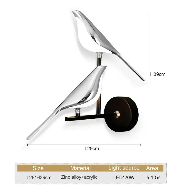 Golden Bird LED Wall Lights Parlor Bar Creative Wall Lamps Novelty Sconces Bedroom Bedside Lamp Living Room Decoration — view 7