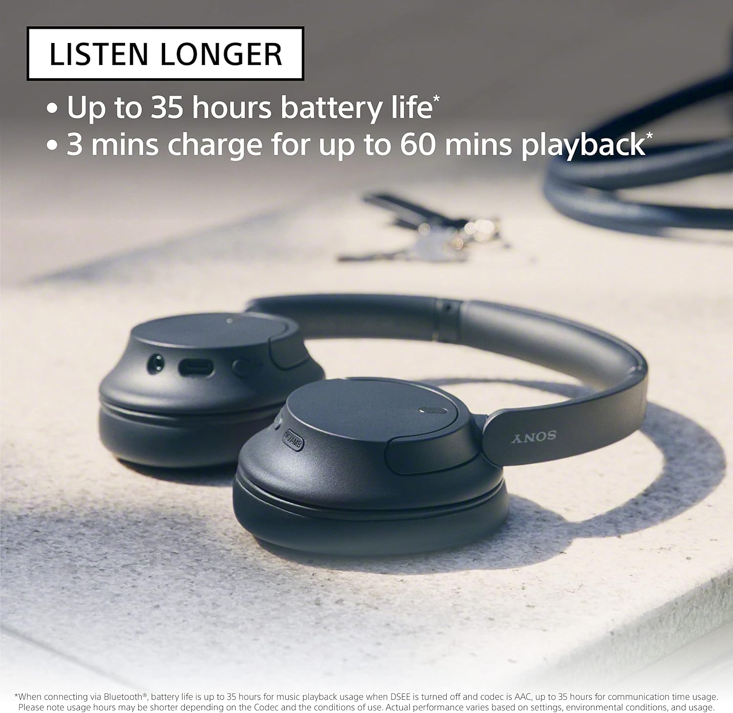 Sony WH-CH720N Wireless Noise Cancelling Over-Ear Headphones, Black - Up to 35 Hrs Battery, Multipoint Connection