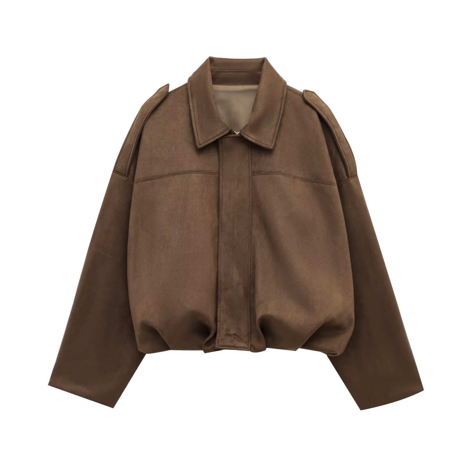 Faux Suede Texture Pilot Jacket - Men's Casual Zip Up Coat with Soft Touch Finish for Daily Wear — view 8