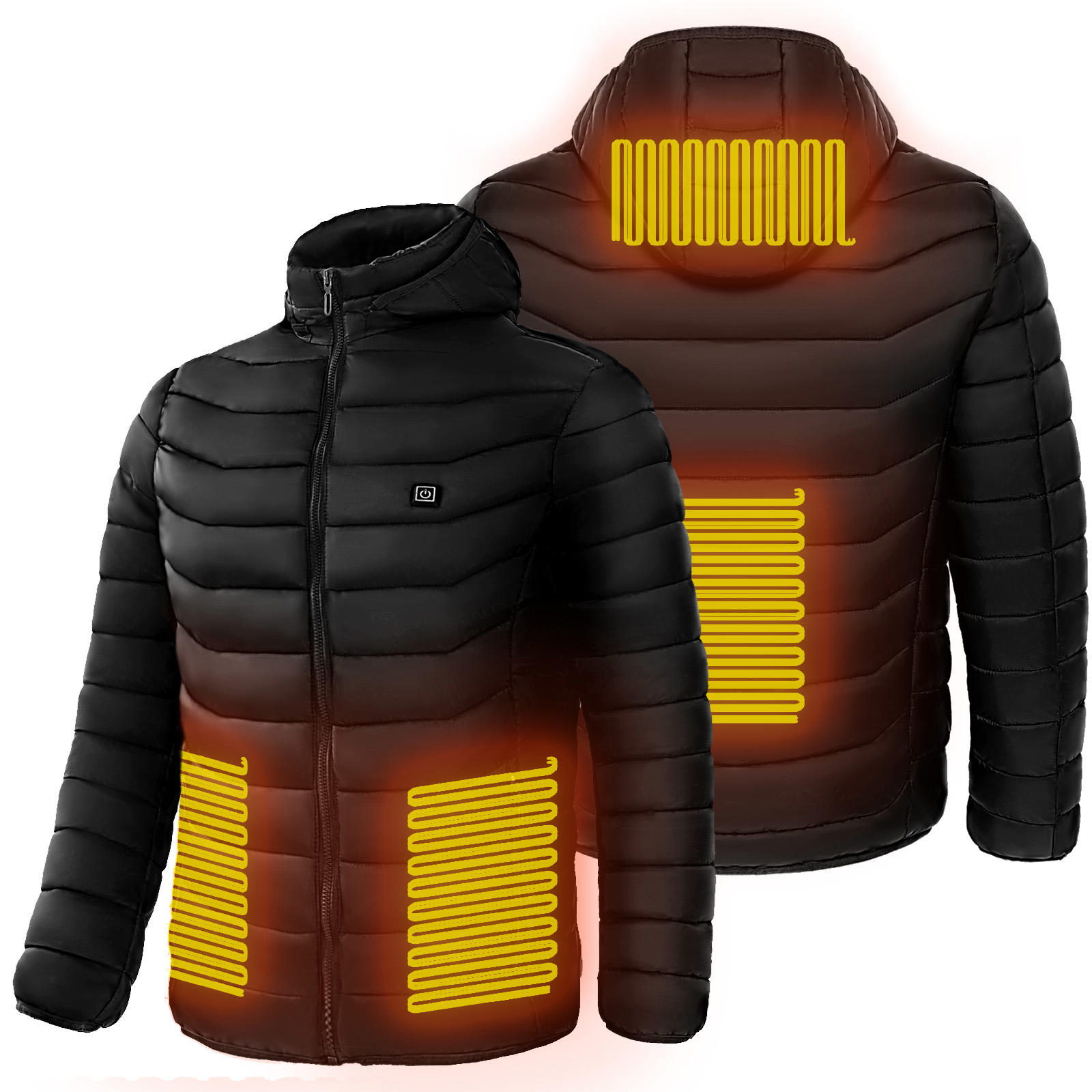 Men Heated Puffer Jacket Electric Heating Coat Insulated Hood Windbreaker 9 Heat Zones — view 2