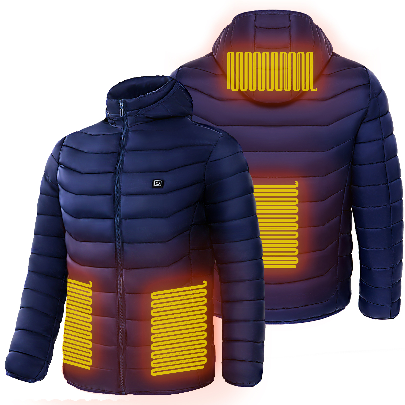 Men Heated Puffer Jacket Electric Heating Coat Insulated Hood Windbreaker 9 Heat Zones — view 3