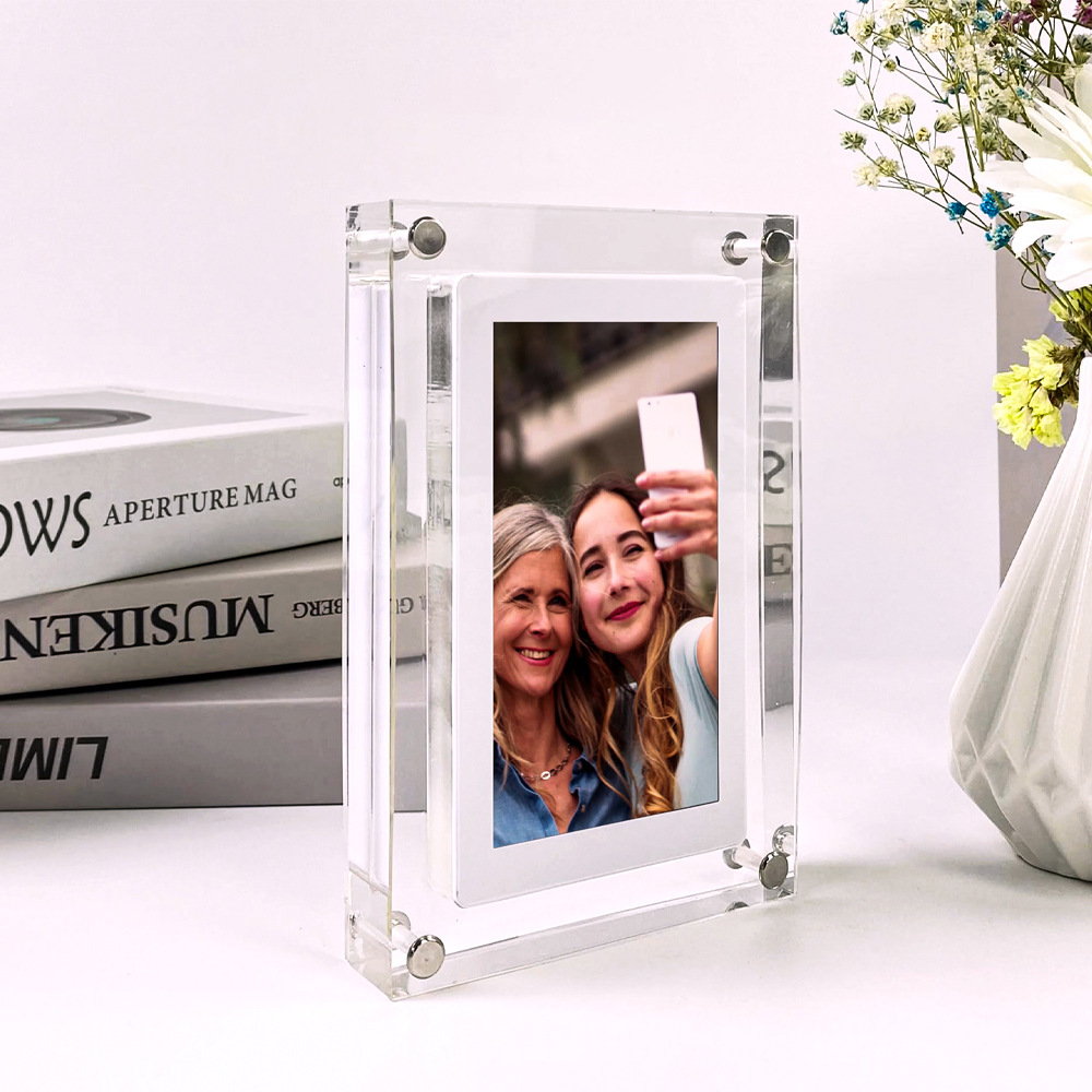 Digital Picture Frame Acrylic Video Player Digital Photo Frame Vertical Display With 1GB And Battery Type C Video Frame Gift For Loved — view 2
