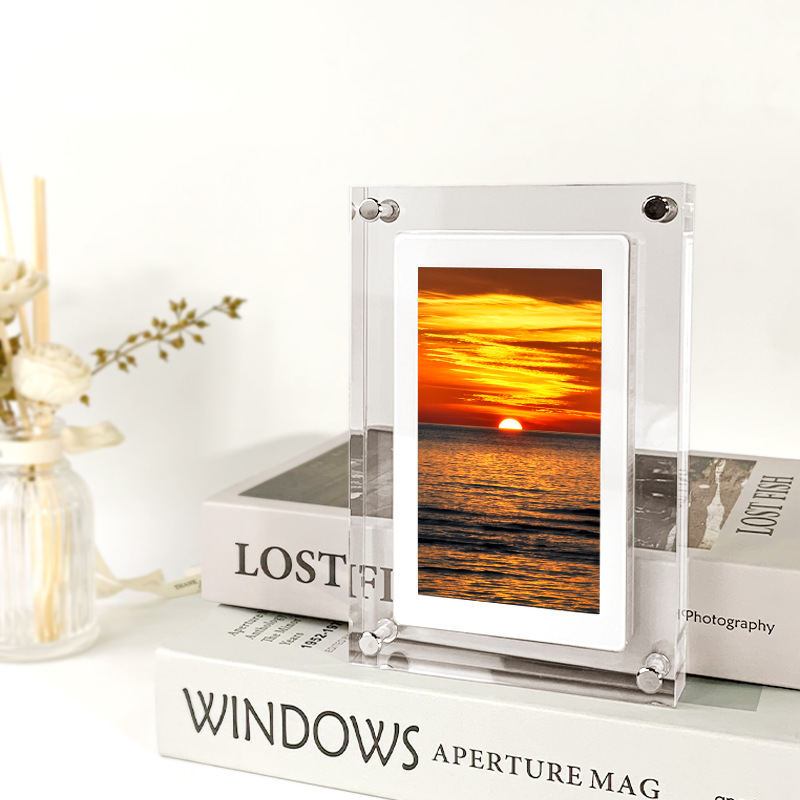 Digital Picture Frame Acrylic Video Player Digital Photo Frame Vertical Display With 1GB And Battery Type C Video Frame Gift For Loved — view 3