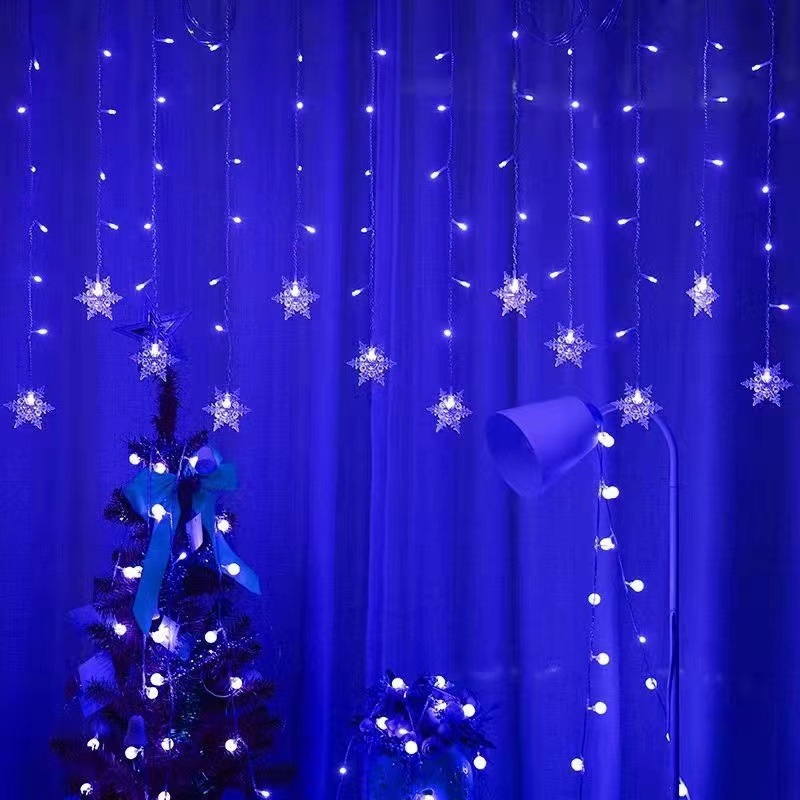 LED Snowflake Curtain Icicle Lights Christmas Decorative Lights Solar String Lights — view 7