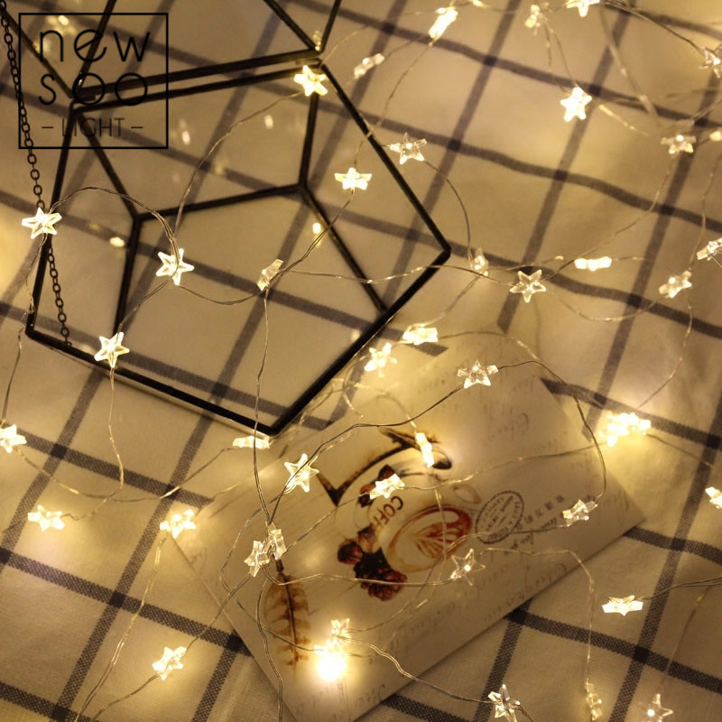 Newsoo copper line star lights LED lights flashing lights string lights star girl heart room dormitory layout decoration — view 2