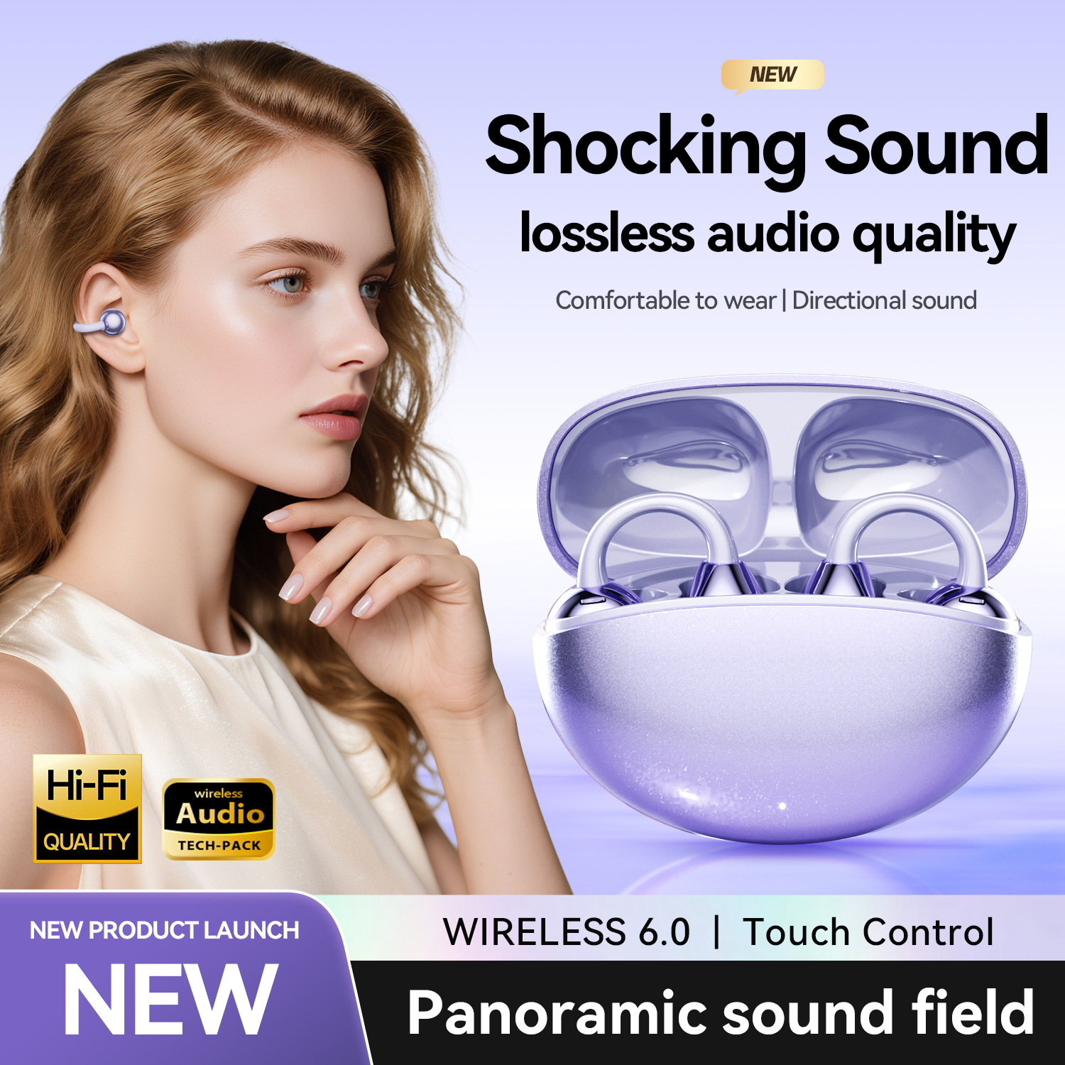 2025 New GL8 Selected Earphones High Beauty Earclip Type Wireless Bluetooth Earphones — view 4