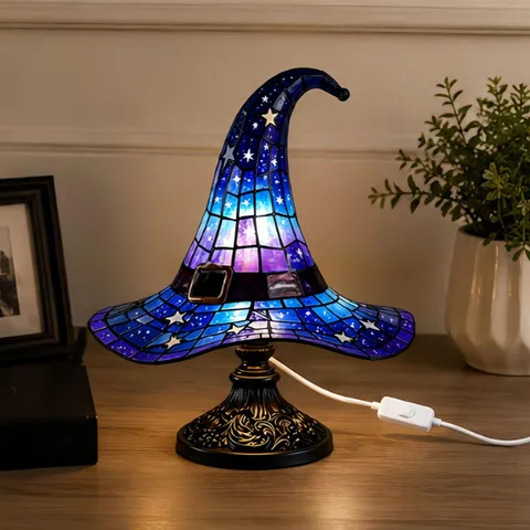 Witch Hat Lamps Creative Home Gothic Night Light Gift Witch Hat Light Ornament Halloween Home Ornament Decoration — view 2