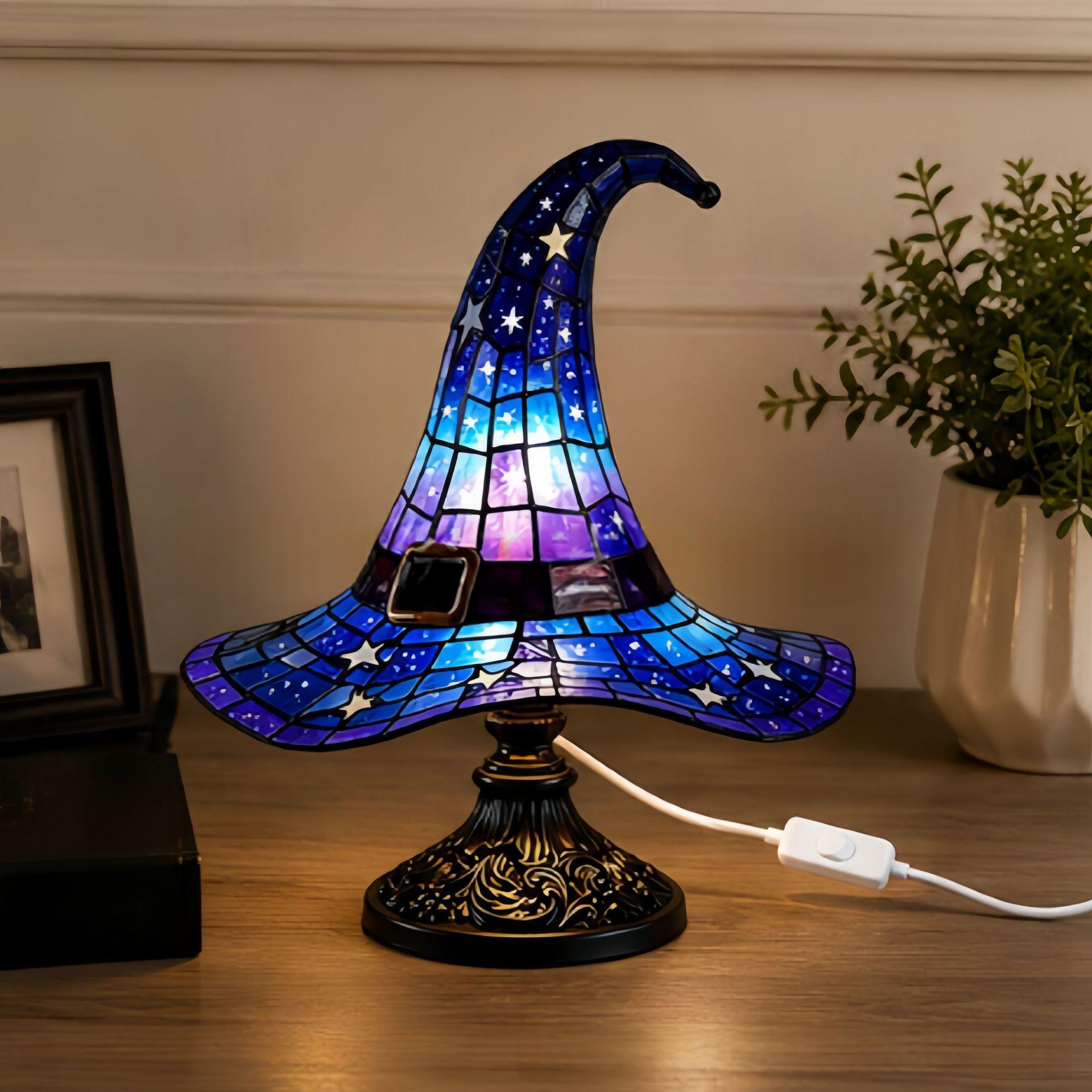 Witch Hat Lamps Creative Home Gothic Night Light Gift Witch Hat Light Ornament Halloween Home Ornament Decoration — view 4