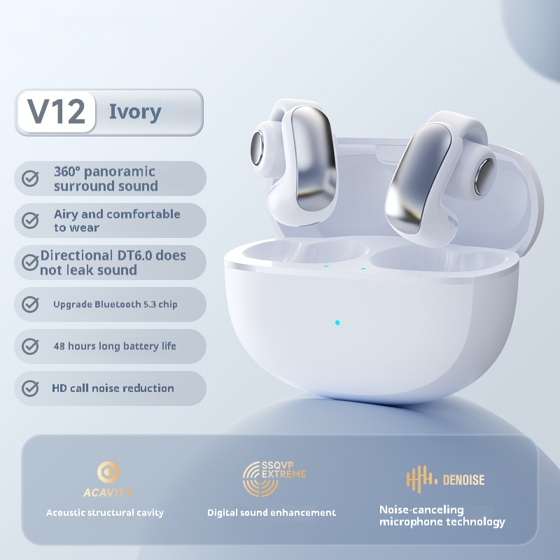 Wireless Earphones With Bone Conduction Ear Clip Design — view 2