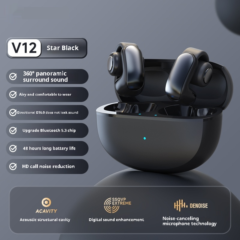 Wireless Earphones With Bone Conduction Ear Clip Design — view 3