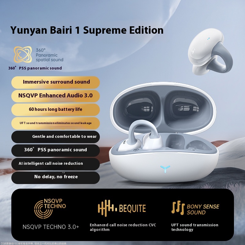 Wireless Earphones With Bone Conduction Ear Clip Design — view 4