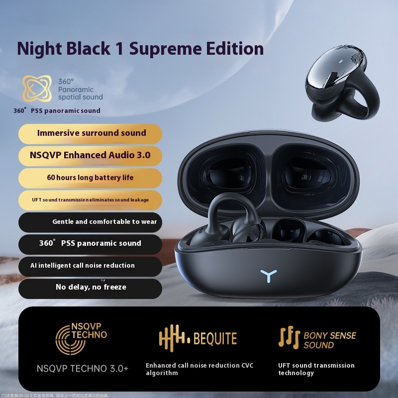 Wireless Earphones With Bone Conduction Ear Clip Design — view 5