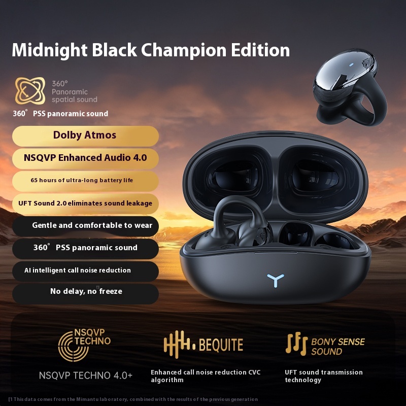 Wireless Earphones With Bone Conduction Ear Clip Design — view 7